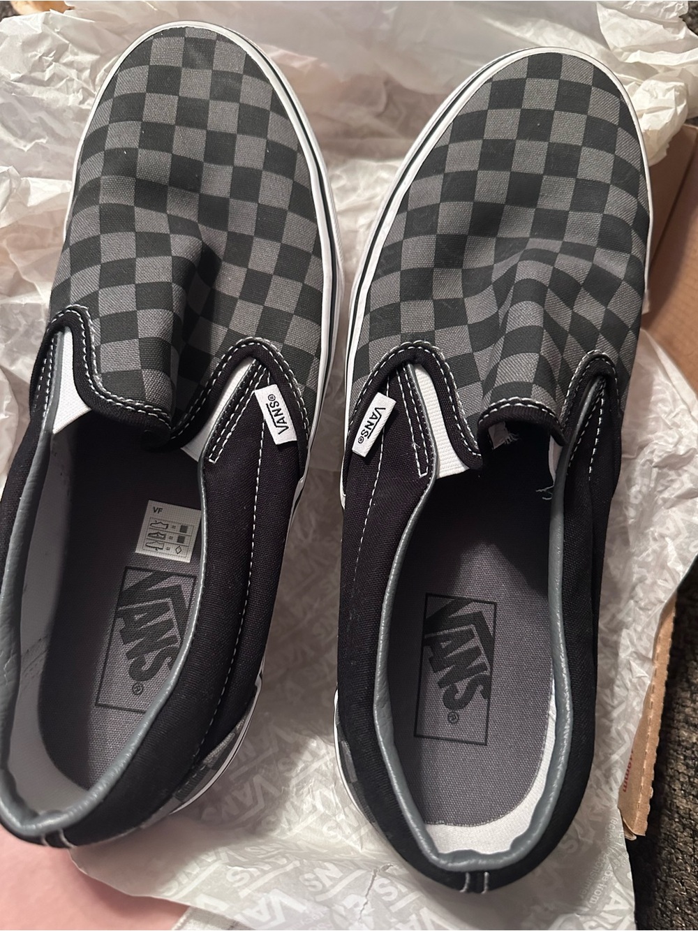 Vans Black & Gray Checkerboard Slip-On Loafers
